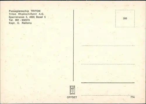 Passagiersschip TRITON Rhein Schiff Fahrgastschiff Schiffsfoto-AK 1975