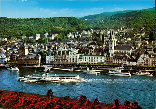 Boppard Rhein Schiff Dampfer (vermtl. MS BISMARCK) & Stadt Panorama 1977