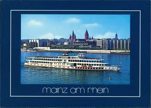 Mainz Rheinpartie Fahrgastschiff Rhein Schiff DRACHENFELS Schiffsfoto-AK 1985