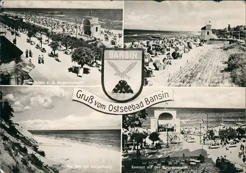 Ansichtskarte Bansin-Heringsdorf Usedom Strandpromenade Wappen 4 Bild 1958