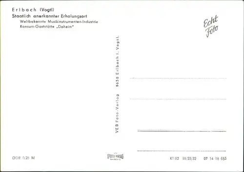 Erlbach (Vogtland) Konsum-Gaststätte „Daheim", Stadt 4 Bild 1982