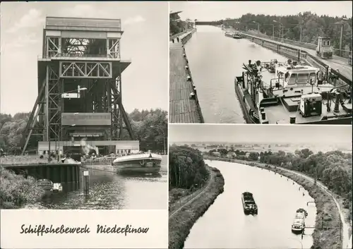 Ansichtskarte Niederfinow Schiffshebewerk DDR Mehrbild-AK 3 Ansichten 1974