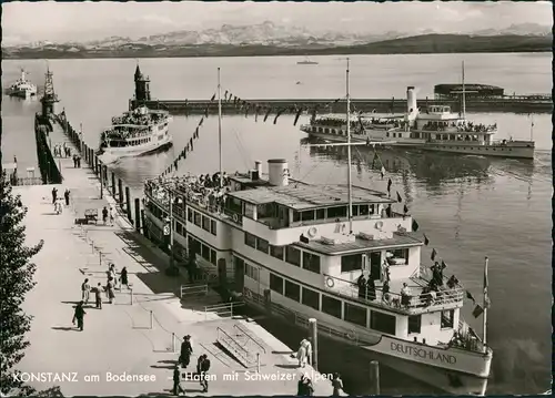 Ansichtskarte Konstanz Hafen Bodensee Dampfer Schiff DEUTSCHLAND 1965