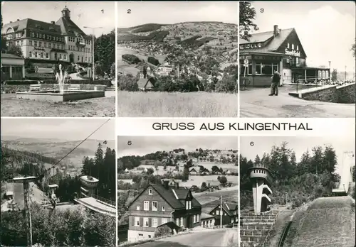 Klingenthal DDR Mehrbild-AK mit HO-Sporthotel, Aschberg-Schanze uvm. 1981/1980