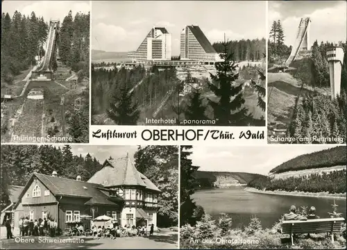 Oberhof (Thüringen) DDR Mehrbild-AK mit Sprungschanze, Interhotel, 
1975