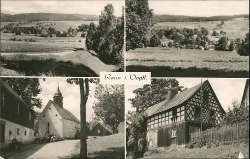 Ansichtskarte Raun DDR Mehrbild-AK 4 Ortsansichten, Vogtland Dorf 1966