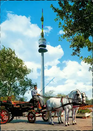 Ansichtskarte Kaisermühlen-Wien Donauturm, Kutsche Pferde 1988