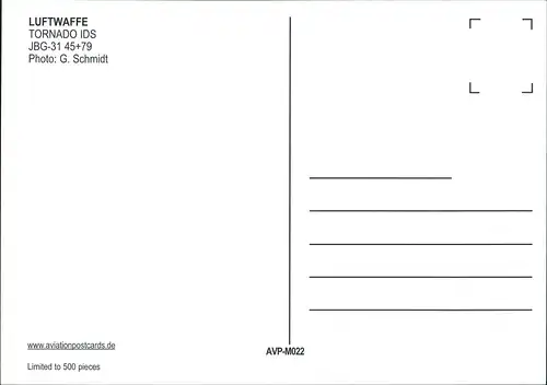 Ansichtskarte  LUFTWAFFE TORNADO IDS JBG-31 45+79 Flugwesen: Militär 1995