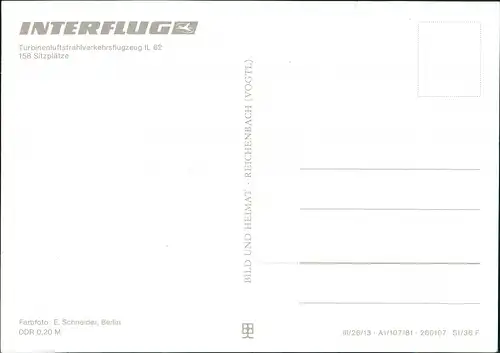 INTERFLUGI Turbinenluftstrahlverkehrsflugzeug IL 62Flugzeug im flug 1981