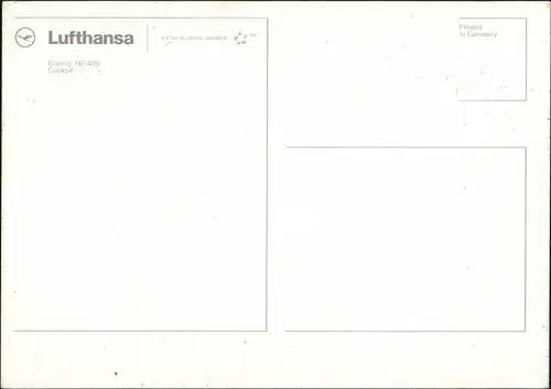 Ansichtskarte  Lufthansa Boeing 747-400 Cockpit Flugwesen - Flugzeuge 1998
