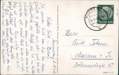 Postcard Pommerzig Pomorsko Partie am Schloß Züllichau Grünberg   1941