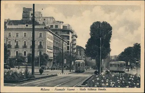 Mailand Milano Straßenbahn Piarrale Fiume - Viale Vittorio Veneto. 1947