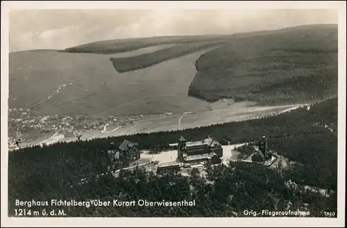 Ansichtskarte Oberwiesenthal Luftbild Fichtelberg Baude 1937