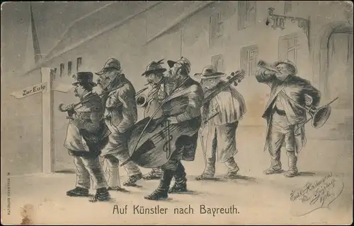 Bayreuth Künstlerkarte Hartmann Auf Künstler nach Bayreuth 1906