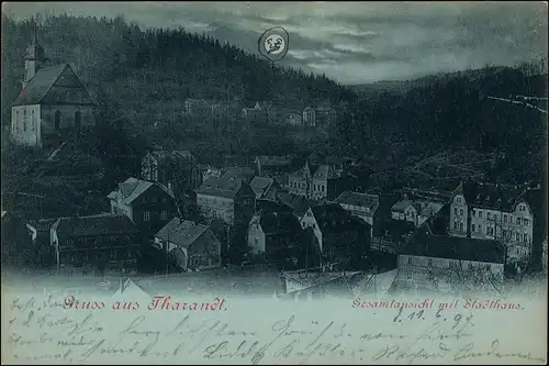 Ansichtskarte Tharandt Totale - Mondcheinlitho 1899