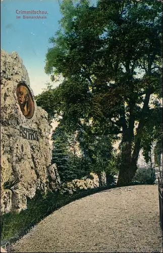 Ansichtskarte Crimmitschau Bismarckhain Gedenkstein 1916