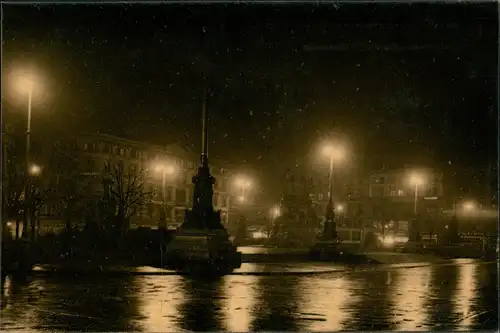 Altstadt-Hamburg Rathaus Rathausmarkt bei Nacht-Beleuchtung 1907