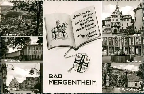 Bad Mergentheim Mehrbild-AK mit Stadtbild, Schloss, Wolfgang Kapelle uvm. 1965