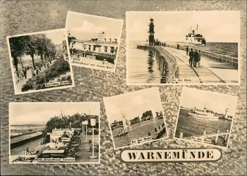Ansichtskarte Warnemünde-Rostock MB: Strom, Mole, Ankerbar 1965