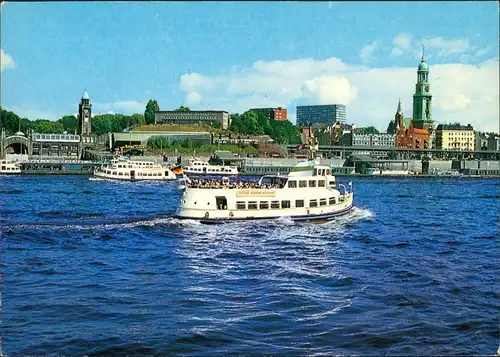 Ansichtskarte St. Pauli-Hamburg Landungsbrücken, Schiffe 1980