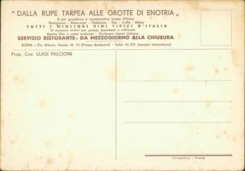 Rom Roma Ristorante Bottiglieria GROTTE DI ENOTRIA, Via Vittorio Veneto 1930