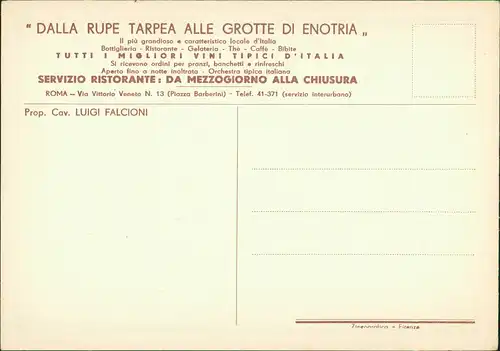 Rom Roma Ristorante Caffe Bibite GROTTE DI ENOTRIA, Via Vettorio Veneto 1930