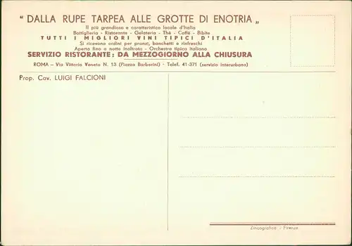 Rom Roma Ristorante Bottiglieria GROTTE DI ENOTRIA Innenansicht 1930