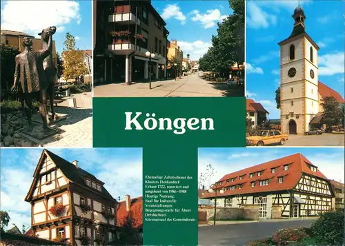 Ansichtskarte Köngen Kirche, Denkmal, Straße 1991