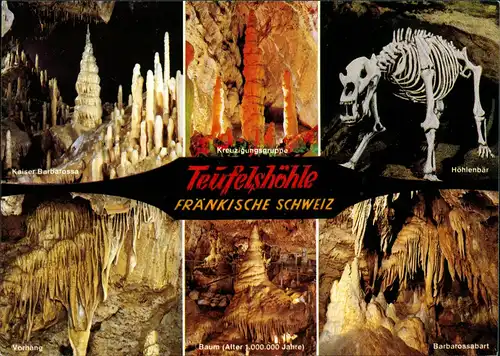 Ansichtskarte .Bayern Teufelshöhle Schau-Tropfsteinhöhle Mehrbild-AK 1980