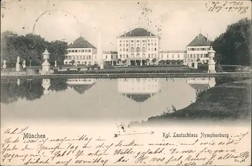 Ansichtskarte München Schloss Nymphenburg, Park - Teich 1905