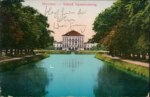 Ansichtskarte München Schloss Nymphenburg - Rückseite 1927