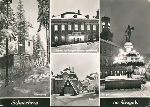 Schneeberg (Erzgebirge) DDR Mehrbild-AK mit Gleesberg, Markt, Museum uvm. 1977