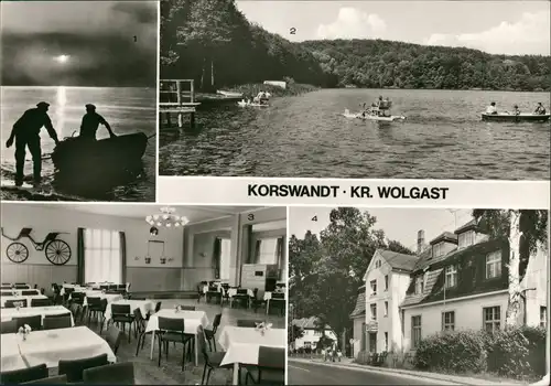 Korswandt DDR Mehrbild-AK mit Wolgastsee, FDGB-Restaurant uvm. 1981/1980