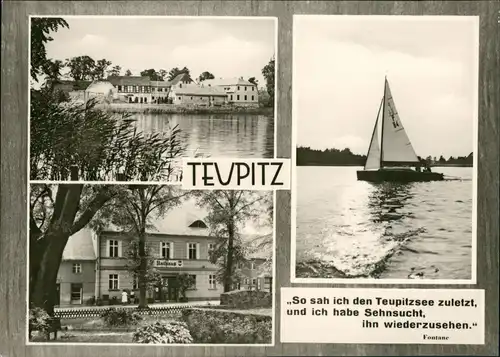 Teupitz DDR Mehrbild-AK mit Segelschiff, Teupitzsee, Rathaus 1969/1968