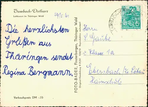 Tambach-Dietharz DDR AK Luftkurort im Thüringer Wald, Fels Partie mit Haus 1960