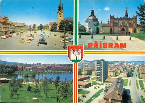 Pribram / Freiberg in Böhmen Mehrbild-AK mit 4 Stadt-Ansichten 1981