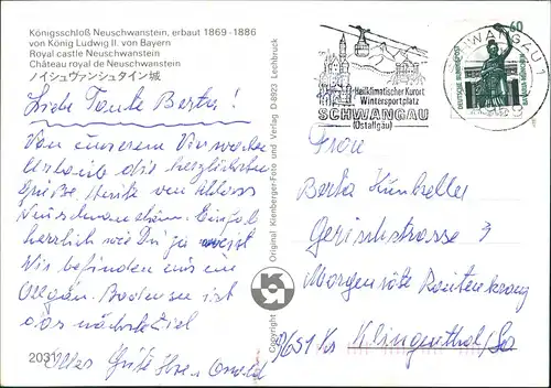 Schwangau Königsschloß Neuschwanstein   von König Ludwig II. von Bayern 1990