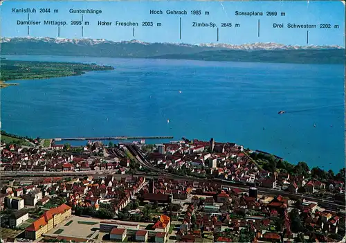 Friedrichshafen Luftbild Stadt-Zentrum und See Alpen Panorama 1989