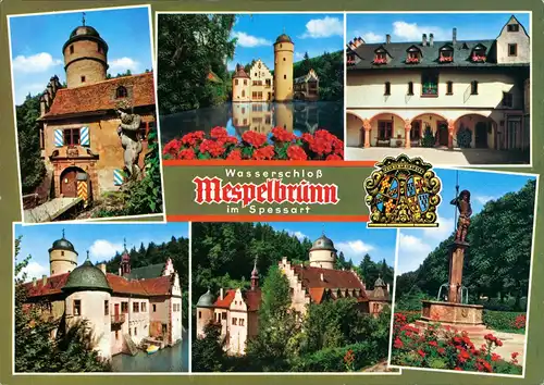 Mespelbrunn Stadtteilansichten Mehrbildkarte mit Wasserschloss 1990