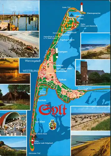 Gemeinde Sylt Insel Sylt Landkarte und div. Insel-Ansichten 1980