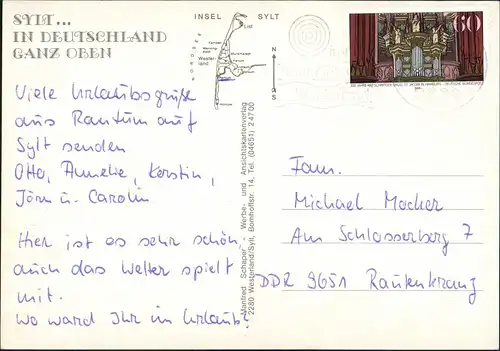 Gemeinde Sylt Insel Sylt Landkarte und div. Insel-Ansichten 1980