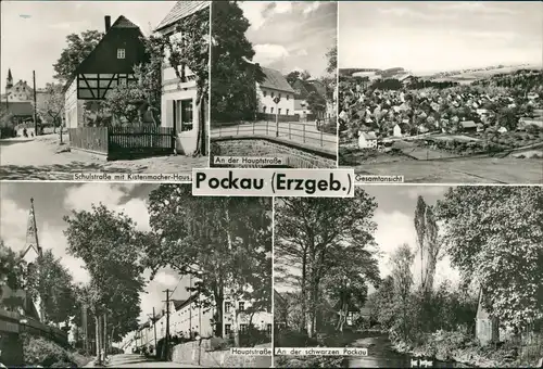 Pockau (Erzgebirge) mit Schulstraße, Hauptstraße, Fluss uvm. 1977/1976