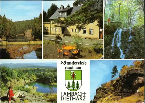 Tambach-Dietharz DDR Mehrbild-AK mit Talsperre, Waldbaude, Spitterfall uvm. 1980