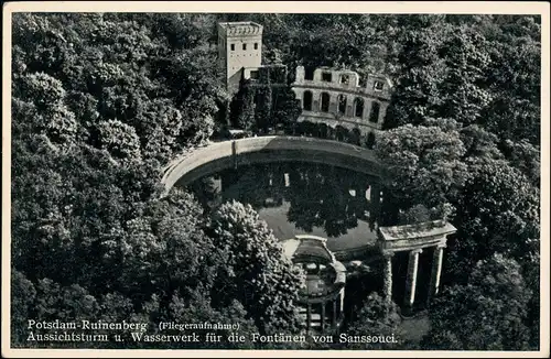 Ansichtskarte Potsdam Luftbild Sanssouci Waldwirtschaft Ruinenberg 1937