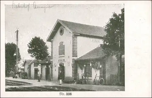 CPA Amagne (Lucquy) Bahnhof, WK1 - Soldaten 1916