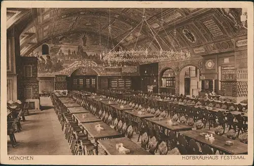 Ansichtskarte München Hofbräuhaus, Saal 1929