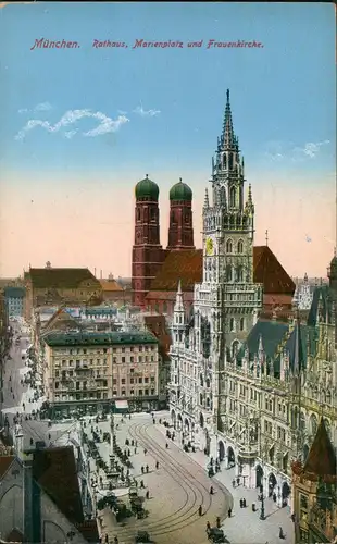 Ansichtskarte München Marienplatz, Straße 1917