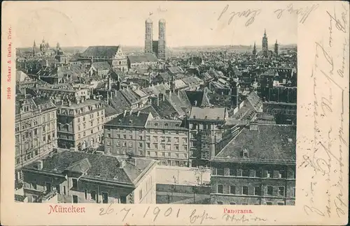 Ansichtskarte München Straßenblick, Stadt A-Stempel Aussig 1901