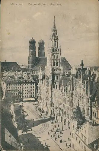 Ansichtskarte München Frauenkirche - Platz, Geschäfte 1918