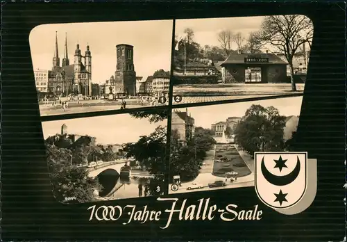 Ansichtskarte Halle (Saale) Markt, Zoo, Straßen 1961